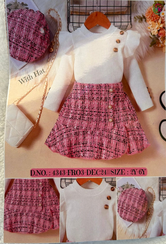 IM white long sleeve top with fancy skirt and hat