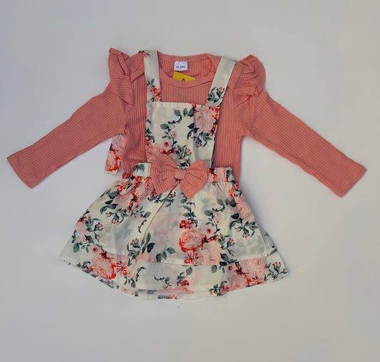 IM long sleeve peach flowery baby frock