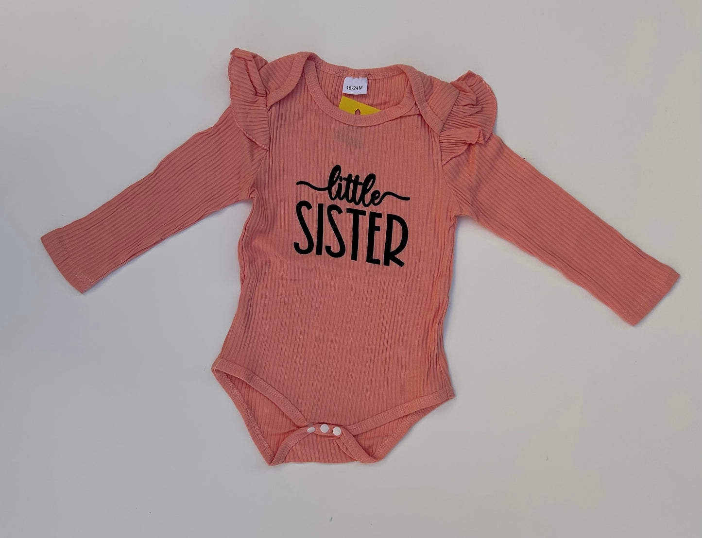 IM long sleeve peach flowery baby frock