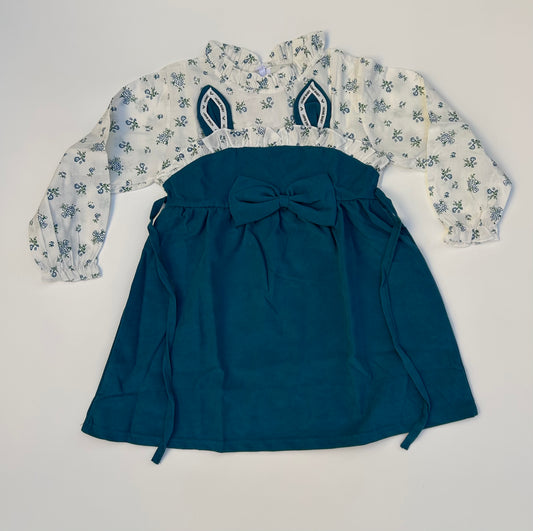 IM long sleeve greenish blue and white frock