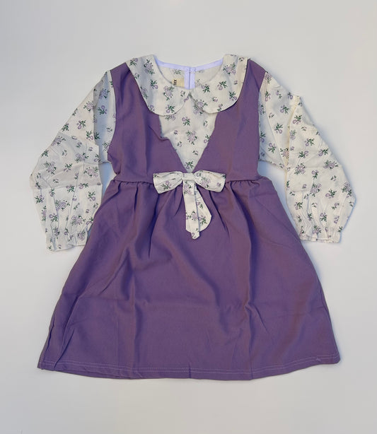 IM Long sleeve white and purple frock