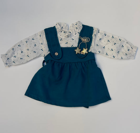 full sleeve white and peacock blue frock