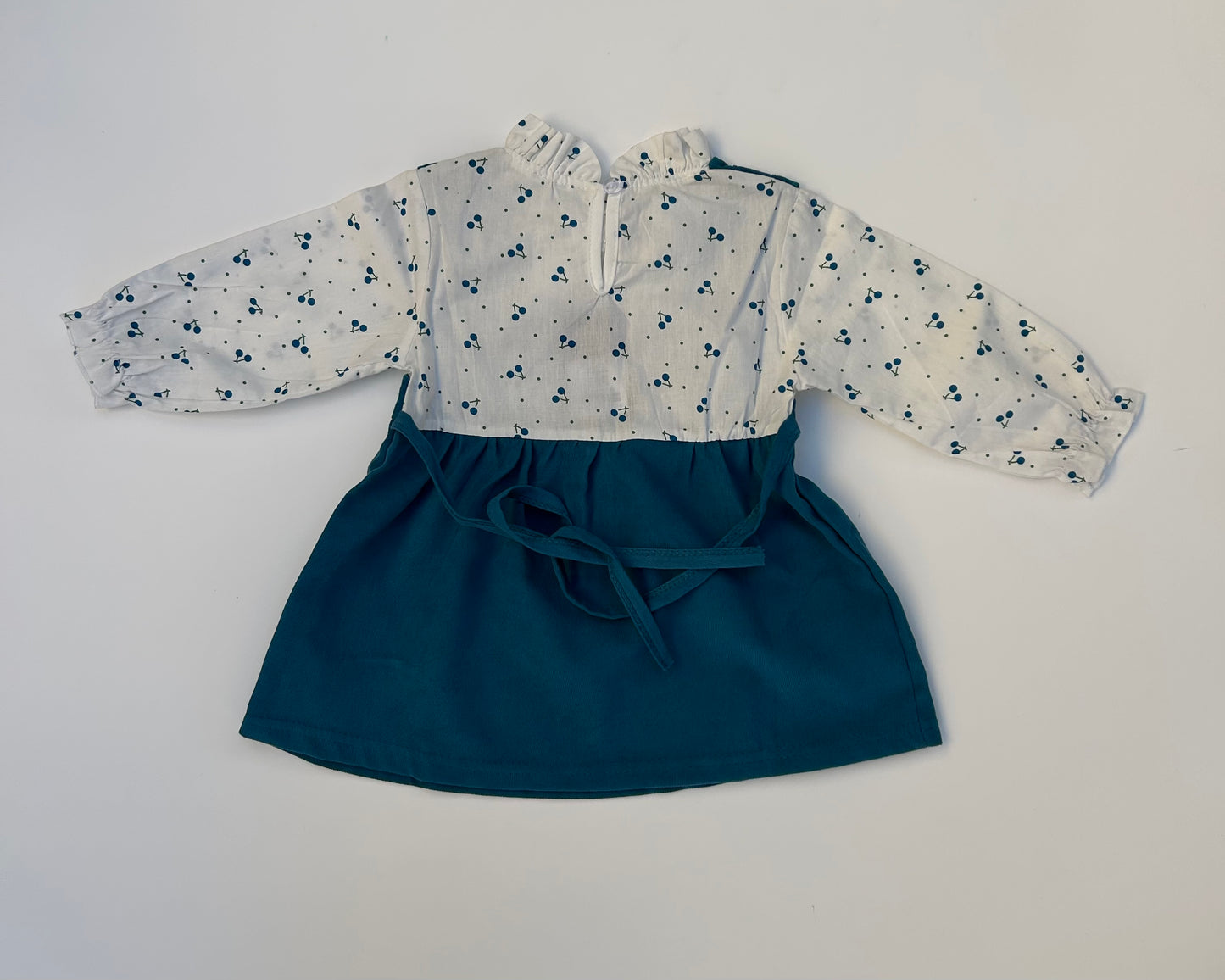 full sleeve white and peacock blue frock
