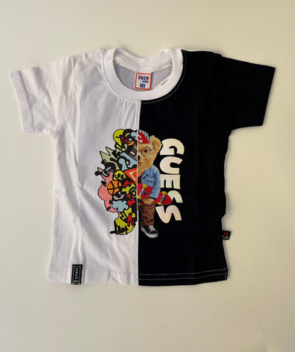 Round neck t-shirt with jeans short