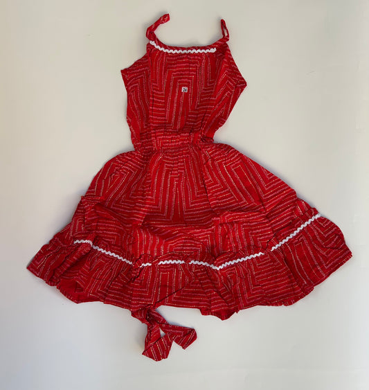 Cotton red frock with foil print