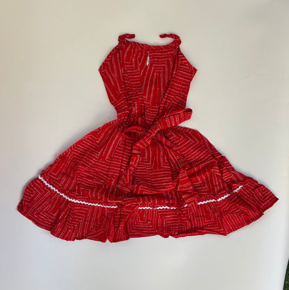 Cotton red frock with foil print