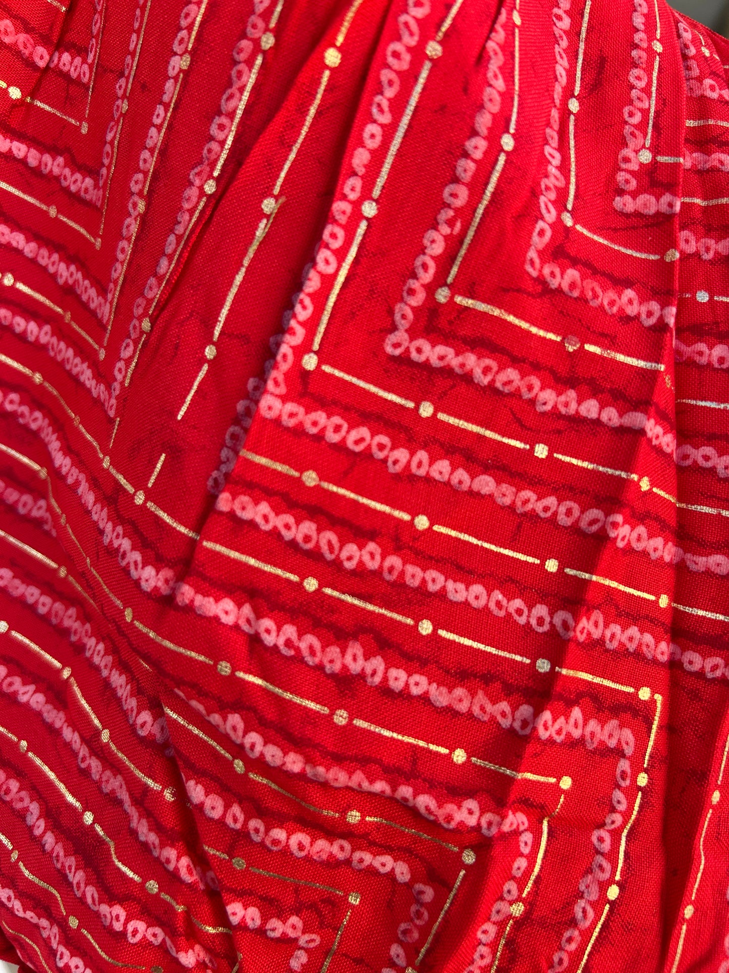 Cotton red frock with foil print