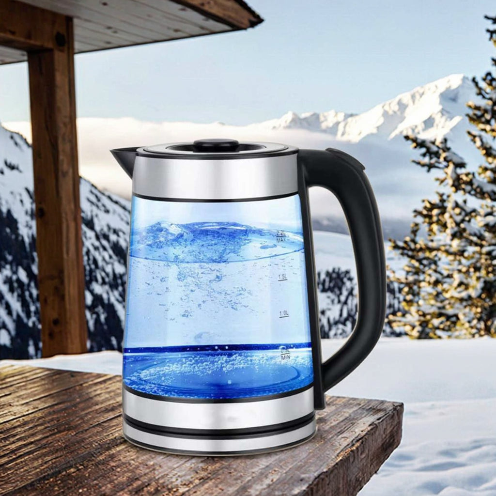 Big stainless steel and glass home and hotel use kettle