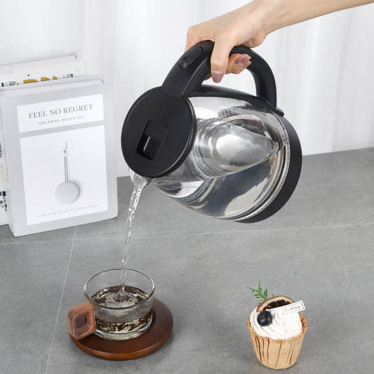 Black Stainless steel glass kettle